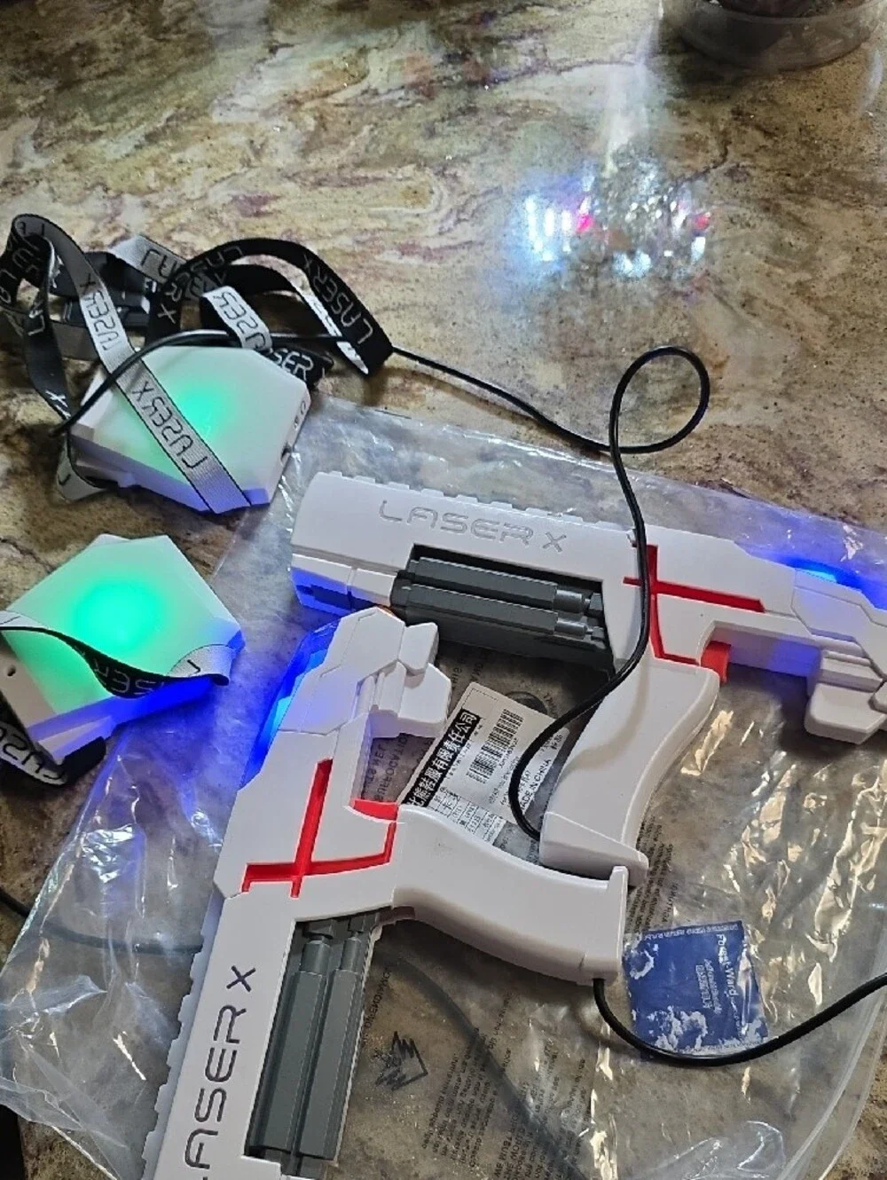 White & Red Laser Tag Pistols with Sensor Packs